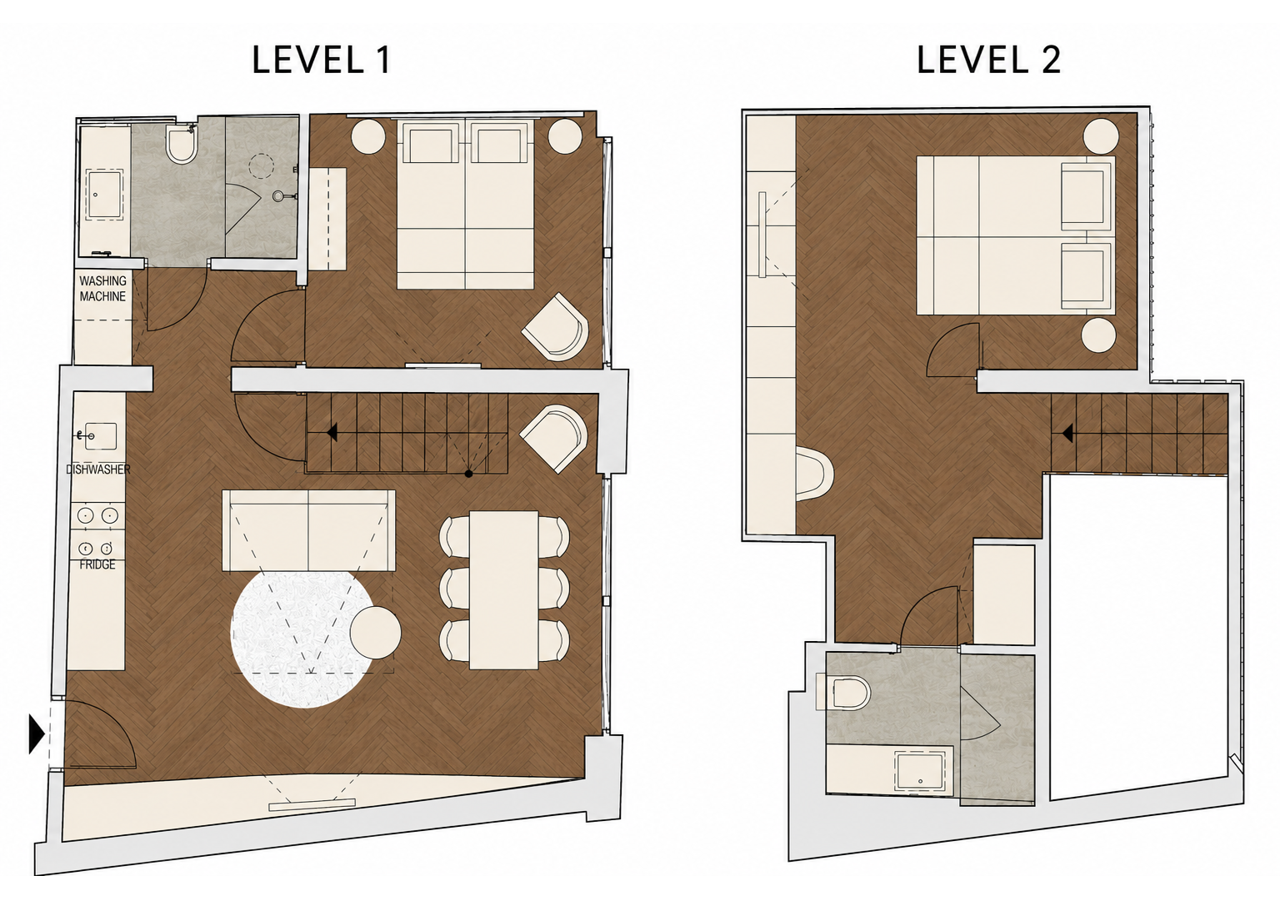 Floor plan Two-Bedroom Loft Apartment